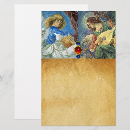 MUZIEK MAKEN KERST ENGELEN Perkament Briefpapier (Voorkant / Achterkant)