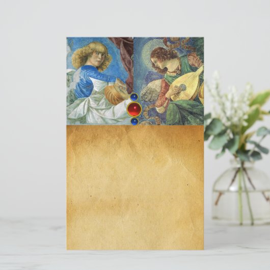 MUZIEK MAKEN KERST ENGELEN Perkament Briefpapier (Staand voorkant)