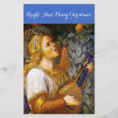 MUZIEK MAKEN KERSTENGEL IN GOUDGEEL BLAUW BRIEFPAPIER (Voorkant)