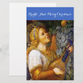 MUZIEK MAKEN KERSTENGEL IN GOUDGEEL BLAUW BRIEFPAPIER (Voorkant / Achterkant)