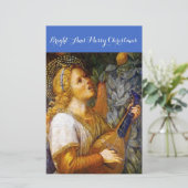 MUZIEK MAKEN KERSTENGEL IN GOUDGEEL BLAUW BRIEFPAPIER (Staand voorkant)