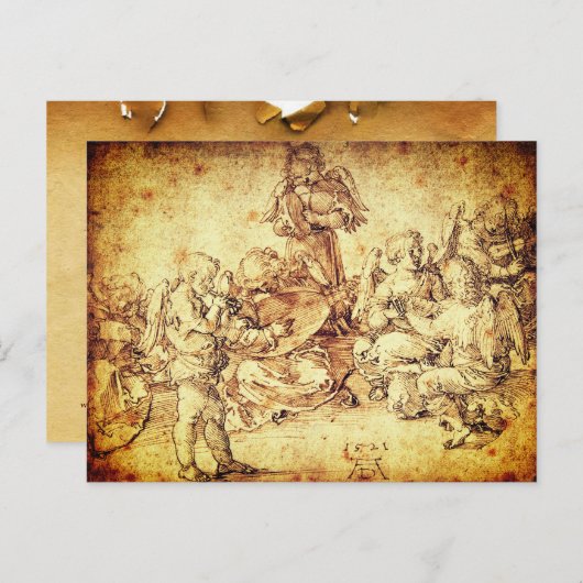 Muziek maken van engelen - Albrecht Durer Feestdagenkaart (Voorkant / Achterkant)