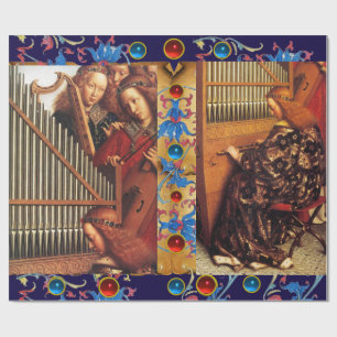 MUZIEK MAKEND ANGELS FLORAL CHRISTMAS PARCHCHMENT CADEAUPAPIER