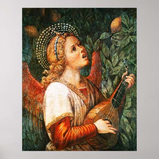 Muziek makende Kerstengel Mandoline speler Poster (Voorkant)