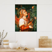 Muziek makende Kerstengel Mandoline speler Poster (Keuken)