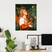 Muziek makende Kerstengel Mandoline speler Poster (Thuiskantoor)