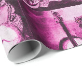 MUZIEK MAKING CAT EN OWL, Paars roze Cadeaupapier (Rol Hoek)