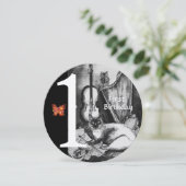 MUZIEK MAKING CAT First Birthday Party (Zwarte Wit Kaart (Staand voorkant)