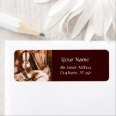 MUZIEK MAKING CAT, muziekinstrumenten, bruin wit Etiket (Insitu)