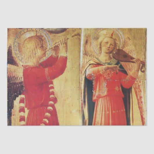 MUZIEK MAKINGANGELS IN RODE EN GOUDE Kerstmis Tissuepapier (Voorkant)