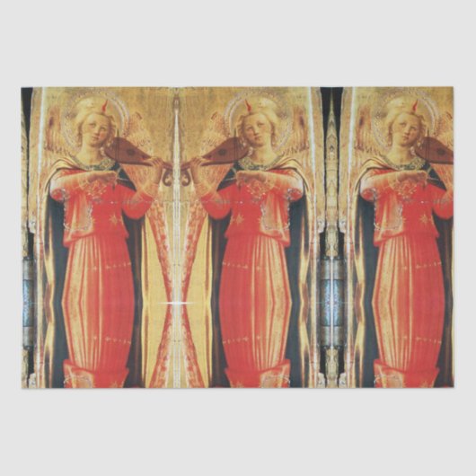 MUZIEK MAKINGANGELS IN RODE EN GOUDE Kerstmis Tissuepapier (Voorkant)