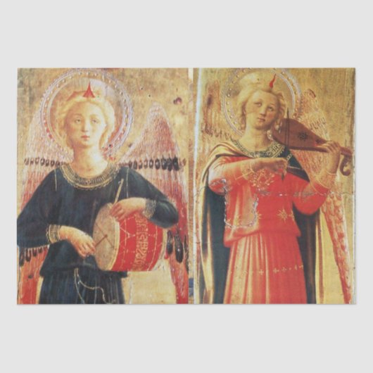 MUZIEK MAKINGANGELS IN RODE EN GOUDE Kerstmis Tissuepapier (Voorkant)