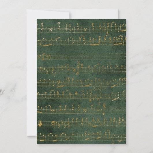 muziek Manuscript Groen Goud Bruiloft Kaart (Achterkant)
