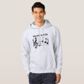 Muziek Mashup Muziek is Life Ash gekleurde hoodie (Voorkant volledig)