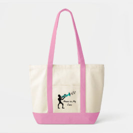 Muziek Mashup roze en crème jazzy canvas tas