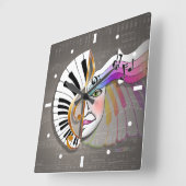 MUZIEK MASK PIANO KEYBOARD WALL CLOCK VIERKANTE KLOK (Hoek)