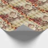  muziek meisje en kerst rendieren cadeaupapier (Hoek)