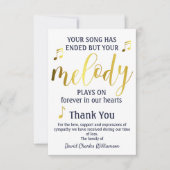 Muziek Melody Dank je begrafenis Bedankkaart (Voorkant)