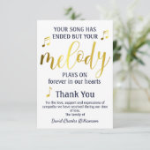 Muziek Melody Dank je begrafenis Bedankkaart (Staand voorkant)