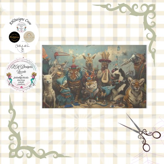 Muziek Menagerie van Dieren Decoupage Tissuepapier