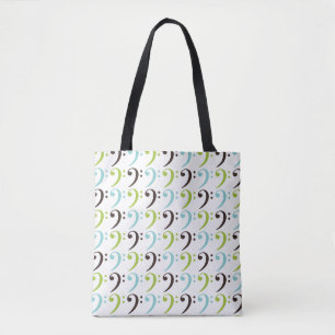 Muziek met als Bass Clef Blue Green Tote Bag