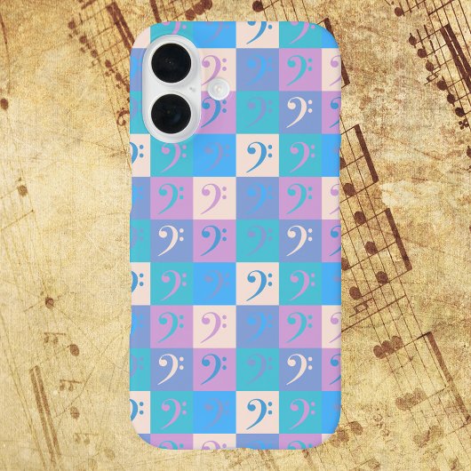 Muziek met basssleutel pastel patroon Case-Mate iPhone case