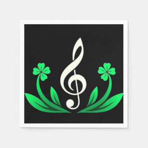 Muziek met een gelukkige klaver servet
