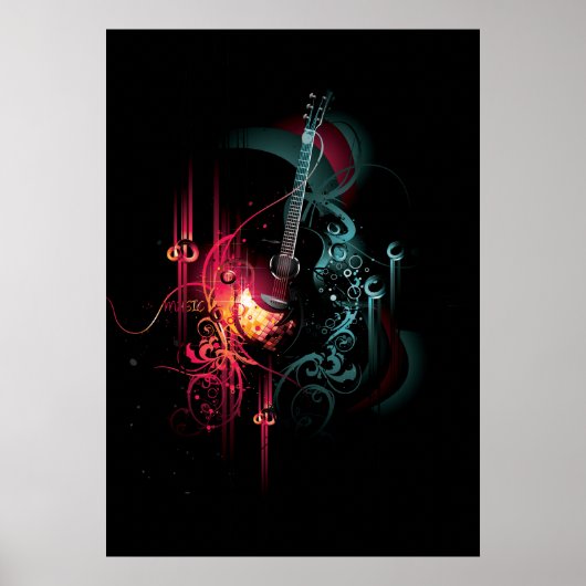 Muziek met gitaar koelen poster (Voorkant)