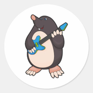 Muziek met gitaar ronde sticker