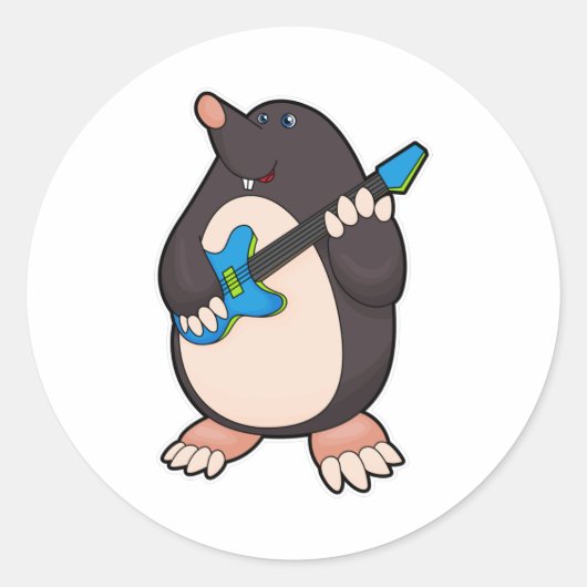 Muziek met gitaar ronde sticker (Voorkant)