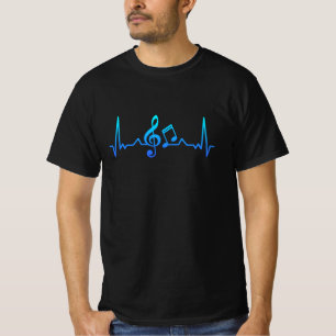 Muziek met hartslag piano en gitaar Gift Dad mam T-shirt