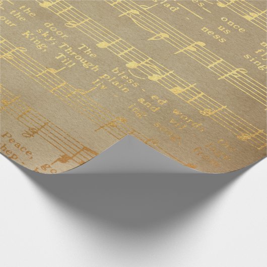  muziek met het gouden kerstblad cadeaupapier (Hoek)