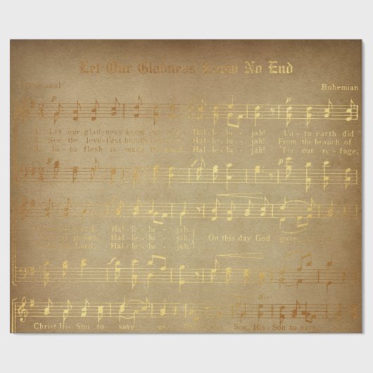  muziek met het gouden kerstblad cadeaupapier (Vlak)