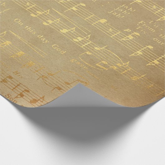  muziek met het gouden kerstblad cadeaupapier (Hoek)