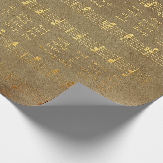  muziek met het gouden kerstblad cadeaupapier (Hoek)