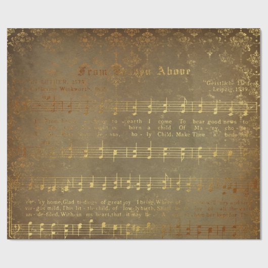  muziek met het gouden kerstblad cadeaupapier (Vlak)