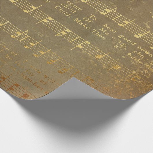  muziek met het gouden kerstblad cadeaupapier (Hoek)