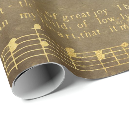  muziek met het gouden kerstblad cadeaupapier (Rol Hoek)