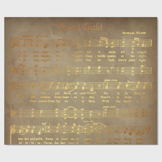  muziek met het gouden kerstblad cadeaupapier (Vlak)