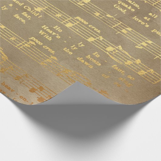  muziek met het gouden kerstblad cadeaupapier (Hoek)
