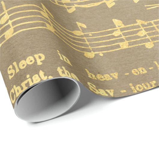  muziek met het gouden kerstblad cadeaupapier (Rol Hoek)