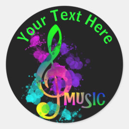 Muziek met hoge regenboog Treble Clef op maat Ronde Sticker