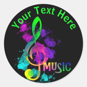 Muziek met hoge regenboog Treble Clef op maat Ronde Sticker