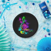 Muziek met hooggeachte regenboog Treble Clef Papieren Bordje (Feest)
