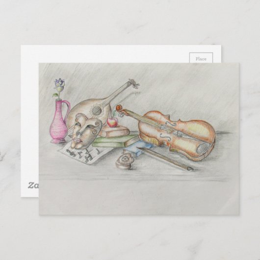Muziek met instrumenten briefkaart (Voorkant / Achterkant)