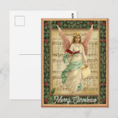 muziek met kerst-engeltjes briefkaart (Voorkant / Achterkant)