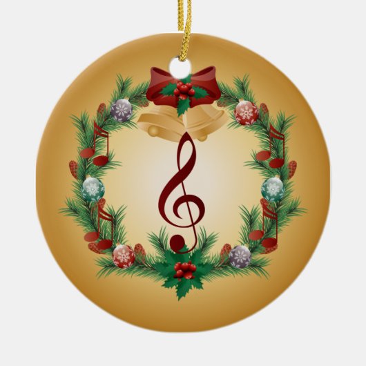 Muziek met kerstmis Treble Clef Ornament Gift (Voorkant)