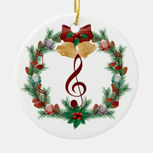 Muziek met kerstmis Treble Clef Ornament Gift