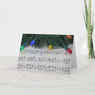 muziek met kerstverlichting feestdagen kaart