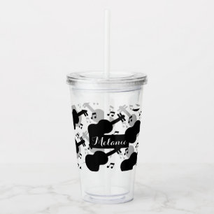 Muziek met monochrome gitaar aangepaste naam acryl drinkbeker